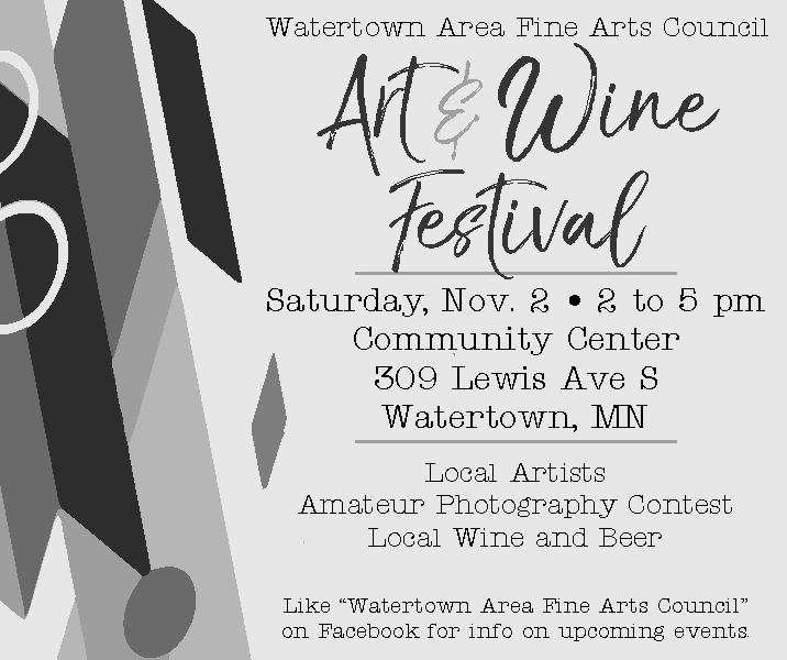 Watertown area Art & Wine Festival, Sat., Nov. 2 (2 - 5pm)